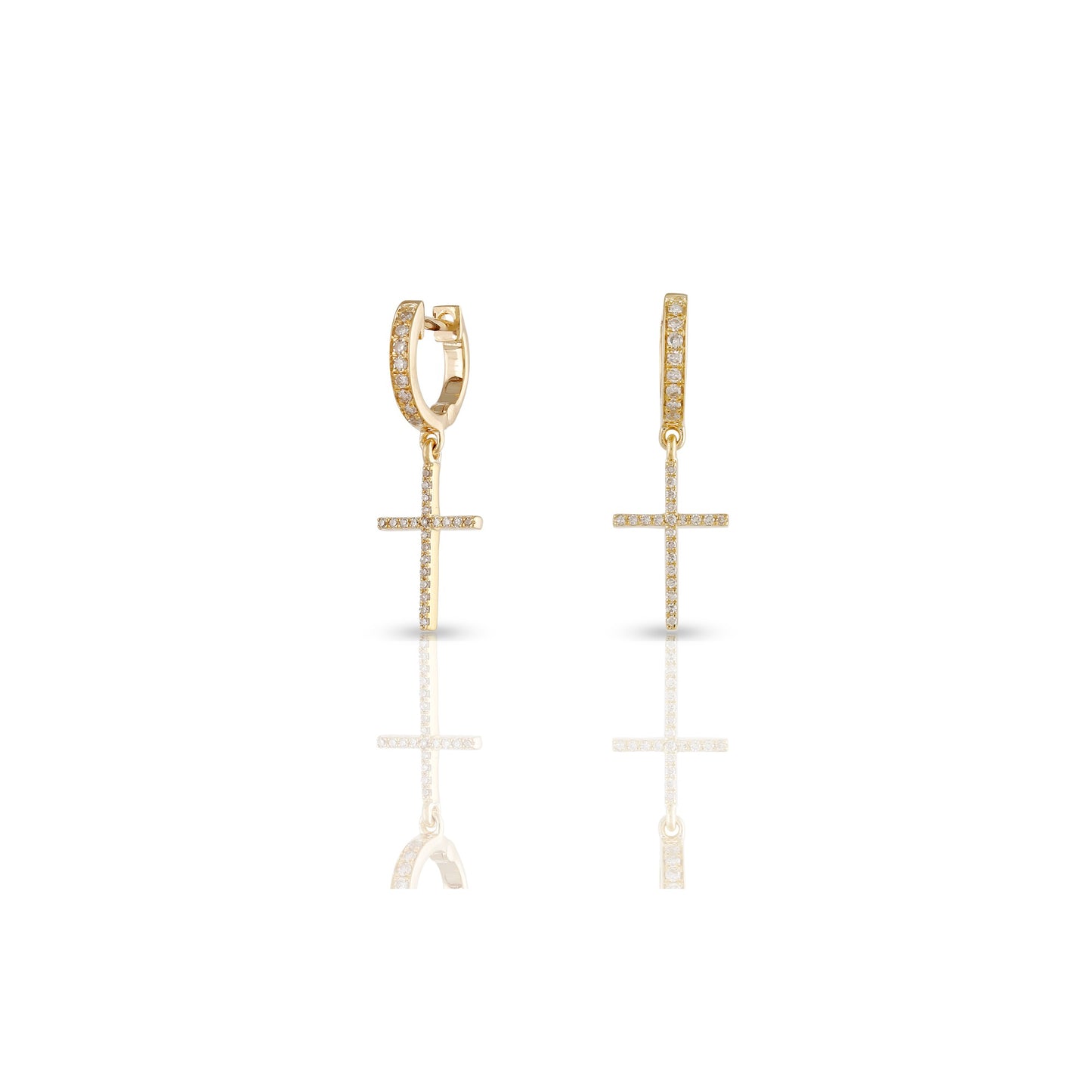 0.16ct Yellow Gold Round Diamond Cross Earrings by Truth Jewel