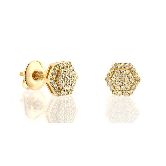 0.24ct Yellow Gold Hexagon Earring by Truth Jewel