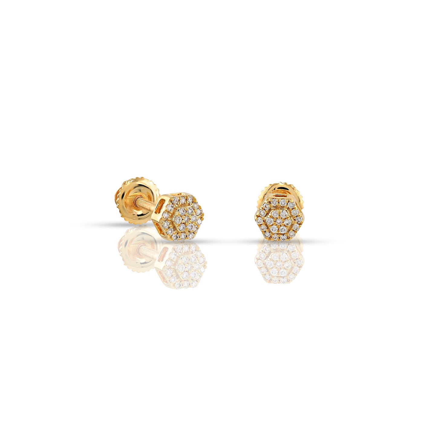 10K Yellow Gold Hexagon Earrings