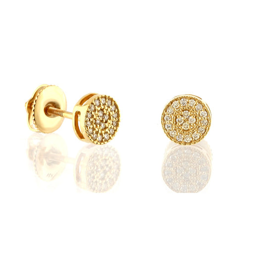 0.13ct Yellow Gold  Round Earrings by Truth Jewel
