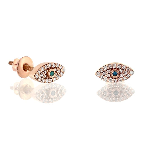 0.15ct Rose Gold Evil Eye Earrings by Truth Jewel