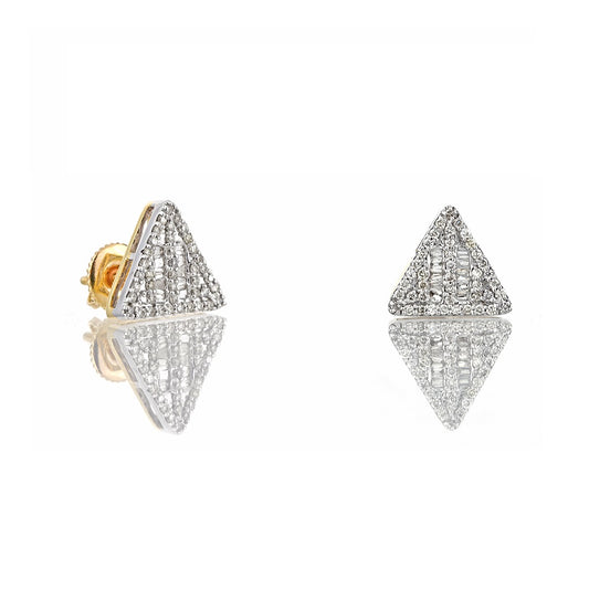 0.48ct Yellow Gold White Diamond Triangle Earrings by Truth Jewel