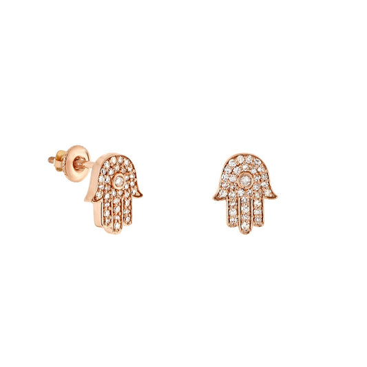 0.24ct Rose Gold Round Diamond Hamsa Earrings by Truth Jewel