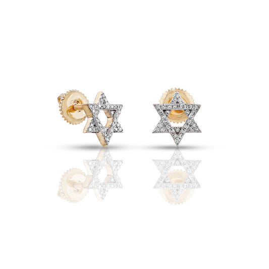 0.47ct Yellow Gold White Diamond Star Earrings by Truth Jewel
