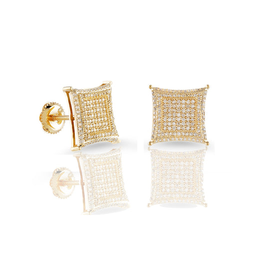 0.53ct Yellow Gold Diamond Square Earrings by Truth Jewel