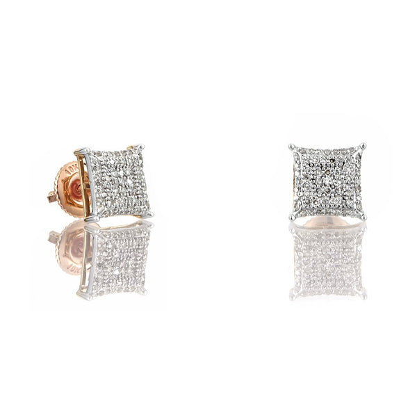 Rose Gold 0.25ct White Diamond Square Earrings