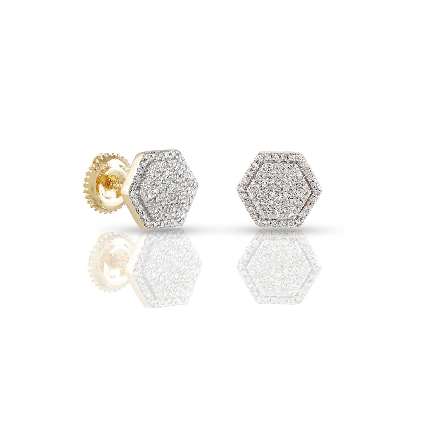 0.28ct Yellow Gold White Gold Hexagon Earrings by Truth Jewel