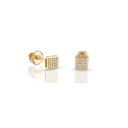 0.06ct Yellow gold Square Earrings by Truth Jewel