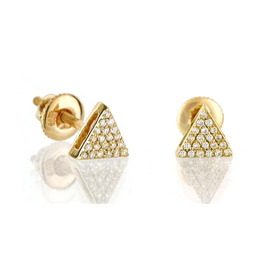 0.08ct Yellow Gold Round Diamond Triangle Earrings by Truth Jewel