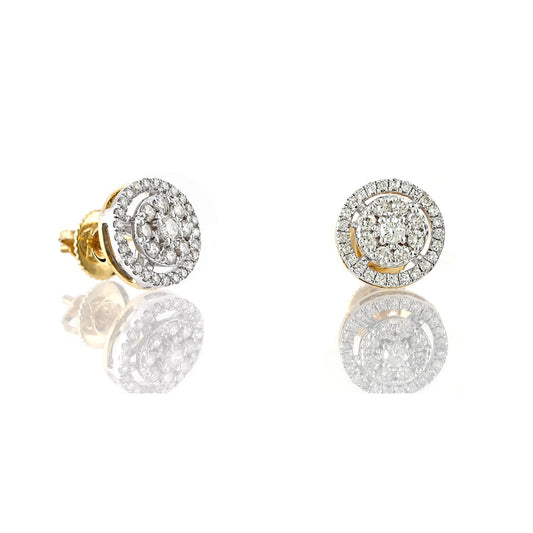 0.51ct Yellow Gold White Diamond Round Earrings by Truth Jewel