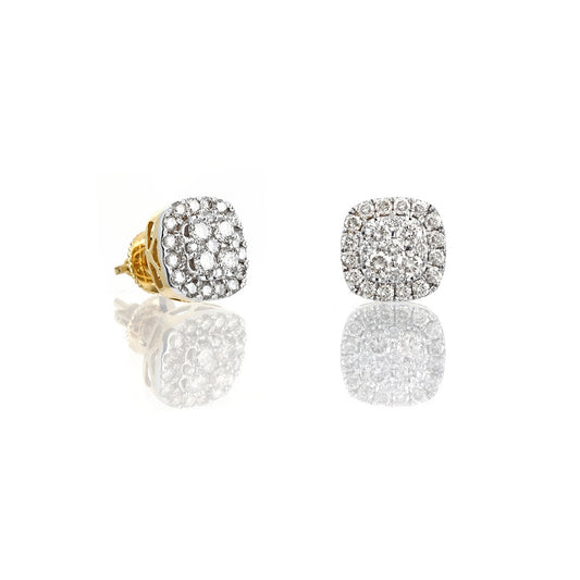 0.53ct Yellow Gold White Diamond Square Earrings by Truth Jewel