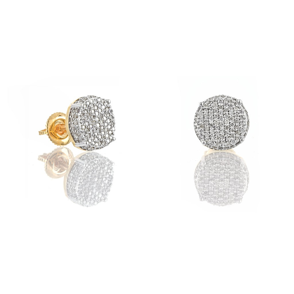 0.52ct Yellow Gold White Diamond Round Earrings by Truth Jewel