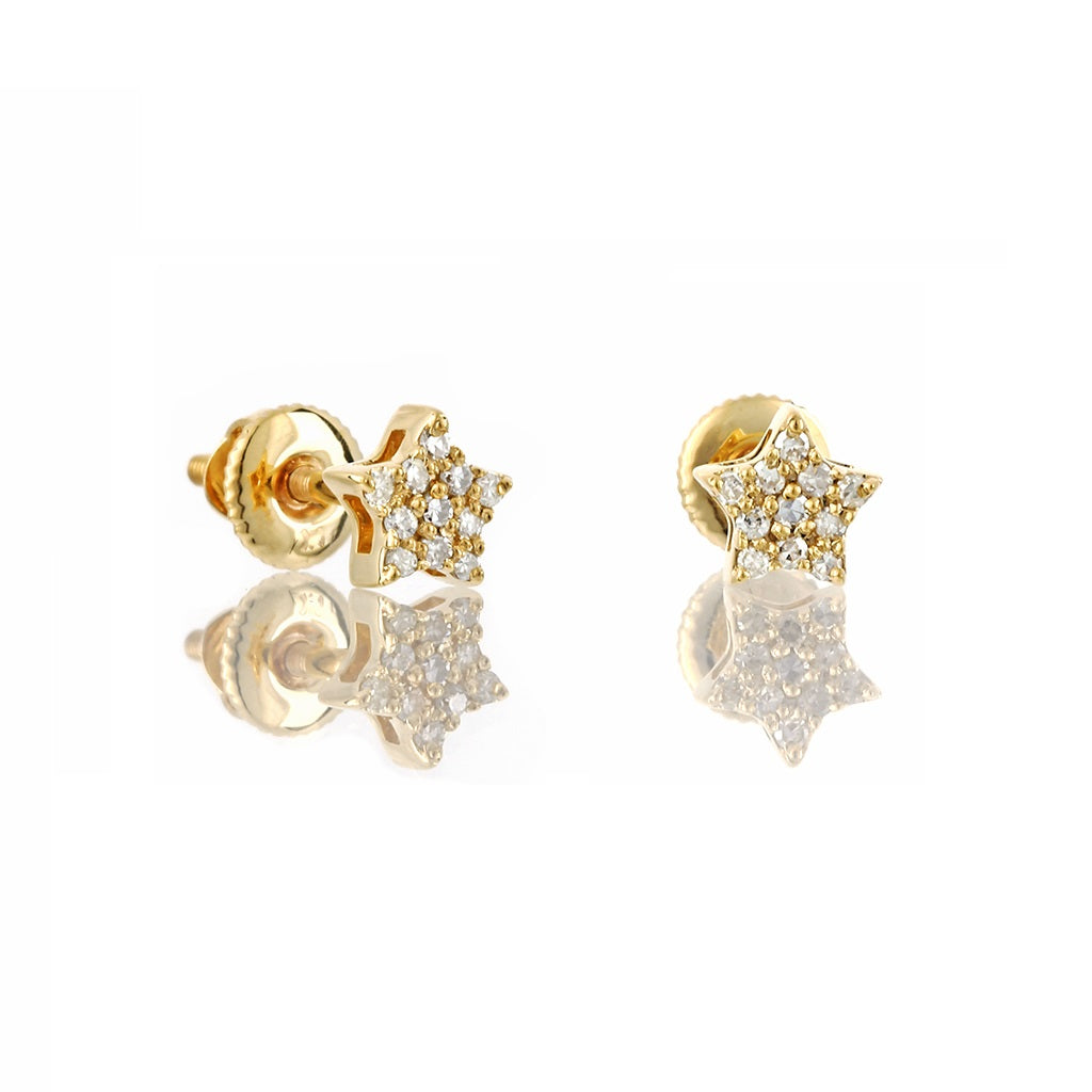 10kt Yellow Gold Round Diamond Star Earrings