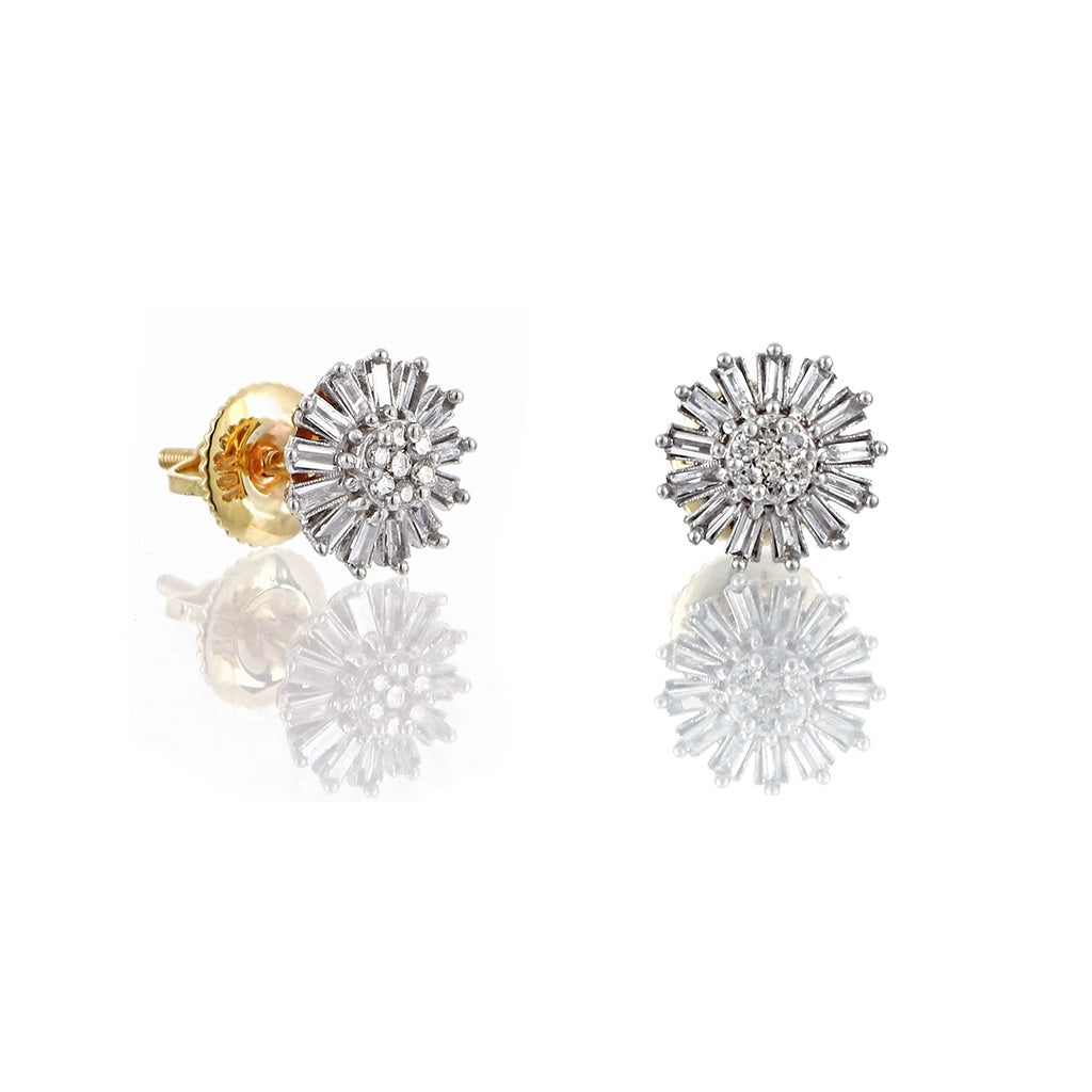 0.46ct Yellow Gold White Baguette Diamond Earrings by Truth Jewel