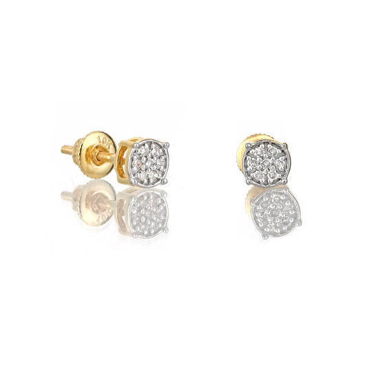 0.08ct Yellow Gold White Diamond Round Earrings by Truth Jewel