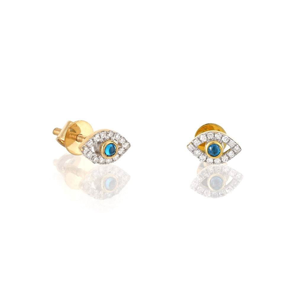 0.07ct Yellow Gold Evil Eye Earrings by Truth Jewel