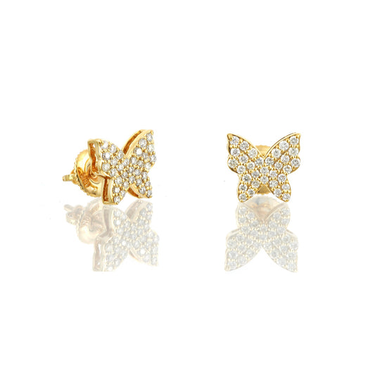 0.38ct Yellow Gold Round Diamond Butterfly Earrings by Truth Jewel