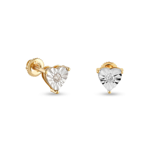 0.06ct Yellow Gold Heart Earrings by Truth Jewel