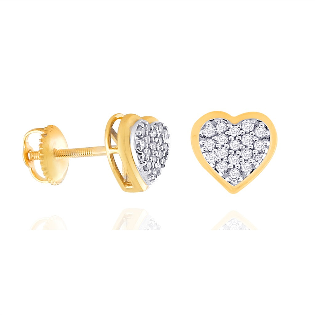 0.29ct Yellow Gold White Diamond Heart Earrings by Truth Jewel