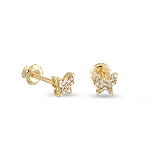 0.08ct Yellow Gold White Diamond Butterfly Earrings by Truth Jewel