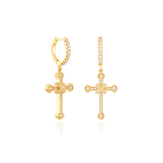 0.61ct Yellow Gold Cross Earrings by Truth Jewel
