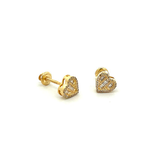 0.58ct Yellow Gold Baguette Diamond Heart Earrings by Truth jewel