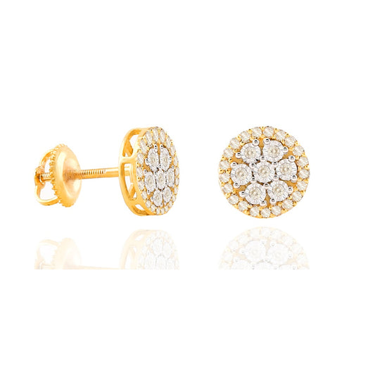 0.38ct Yellow Gold White Diamond illusion Earrings by Truth Jewel