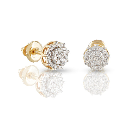0.16ct Yellow Gold White Diamond Round Earrings by Truth Jewel