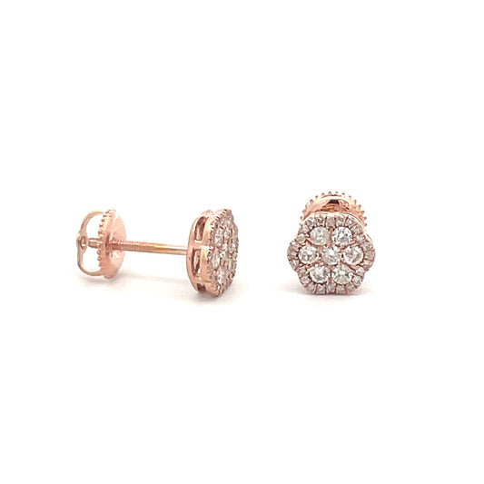 0.49ct Rose Gold Flower Earrings by Truth Jewel