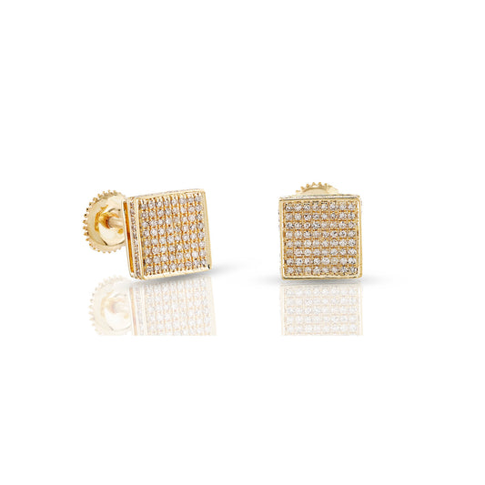 0.32ct Yellow Gold Square Earrings by Truth Jewel