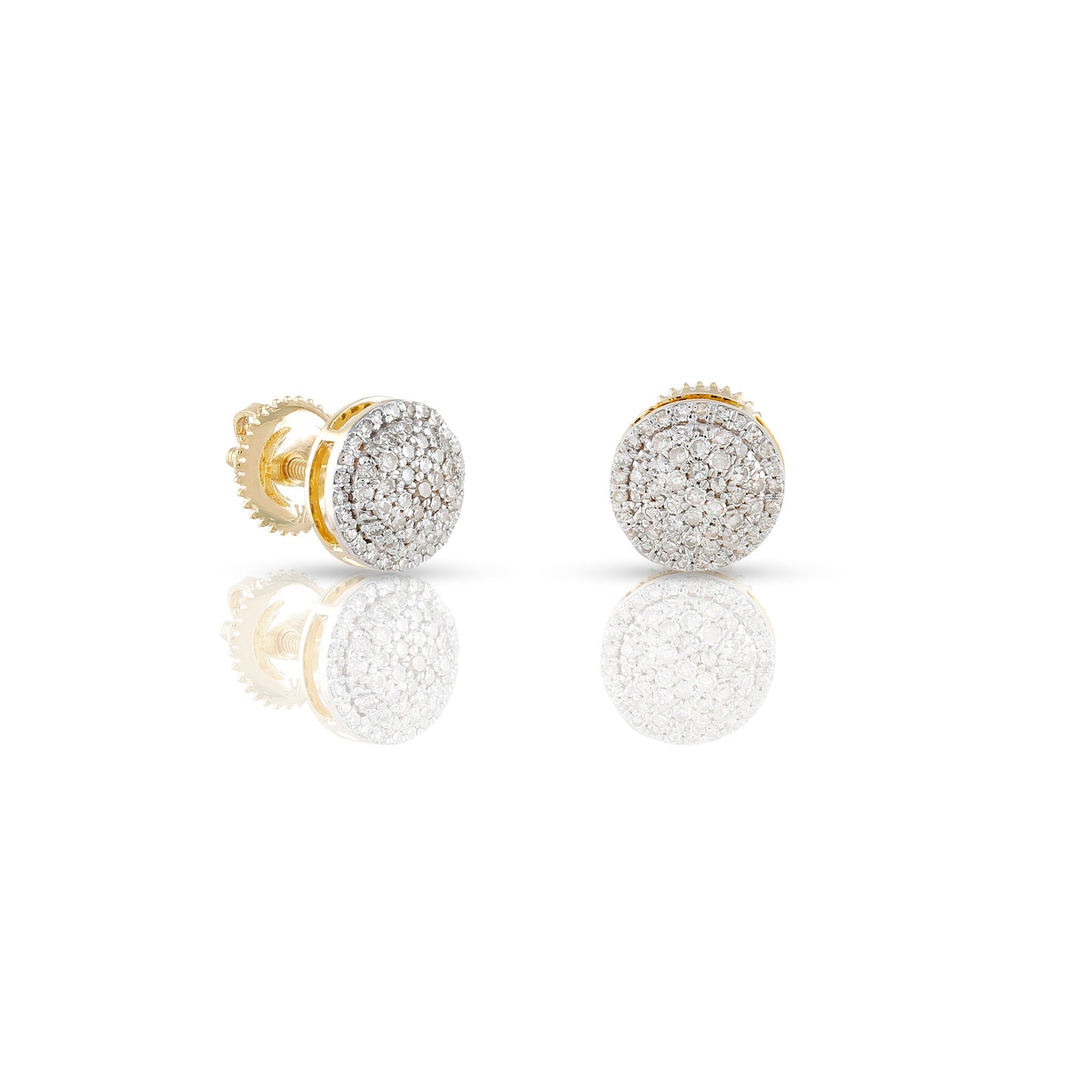 0.32ct Yellow Gold White Diamond Round Earrings by Truth Jewel