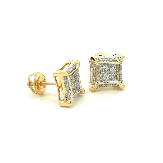 0.30ct Yellow Gold Square Stud Earrings by Truth jewel