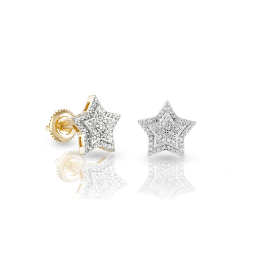 0.24ct Yellow Gold White Diamond Star Earrings by Truth Jewel