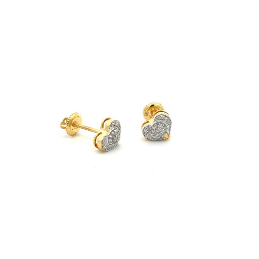 0.20ct Yellow Gold White Diamond Heart Earrings by Truth Jewel