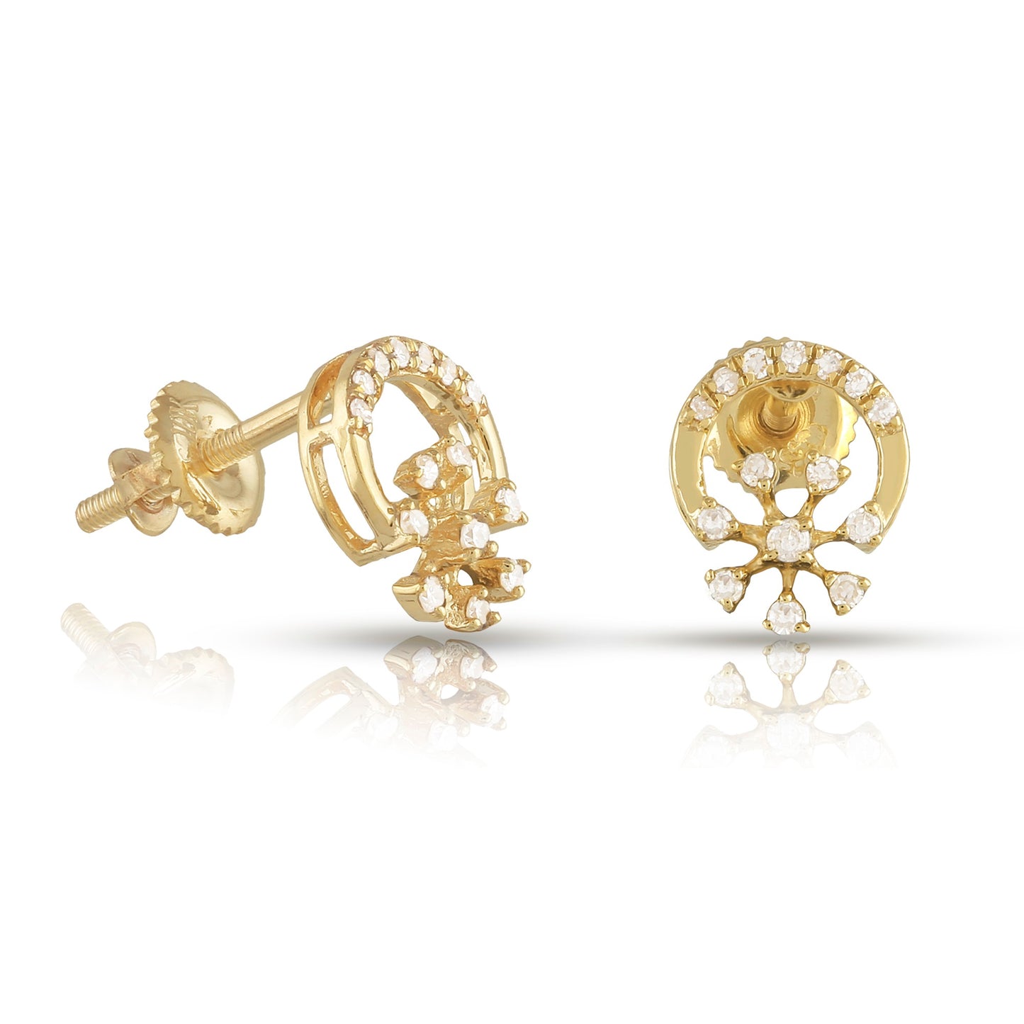 0.13ct Yellow Gold Round Diamond Women's Earrings by Truth Jewel