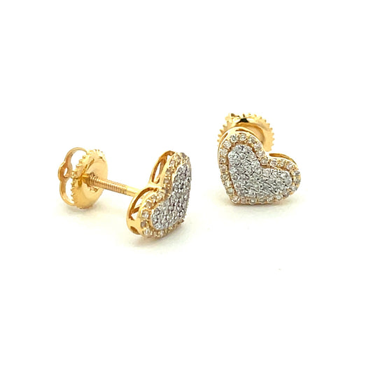0.30ct Yellow Gold White Diamond Heart Earrings by Truth Jewel