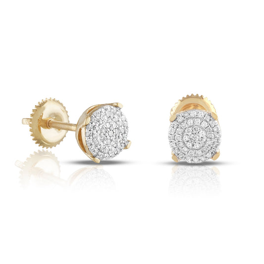 0.22ct Yellow Gold White Diamond Stunning Round Earrings by Truth Jewel