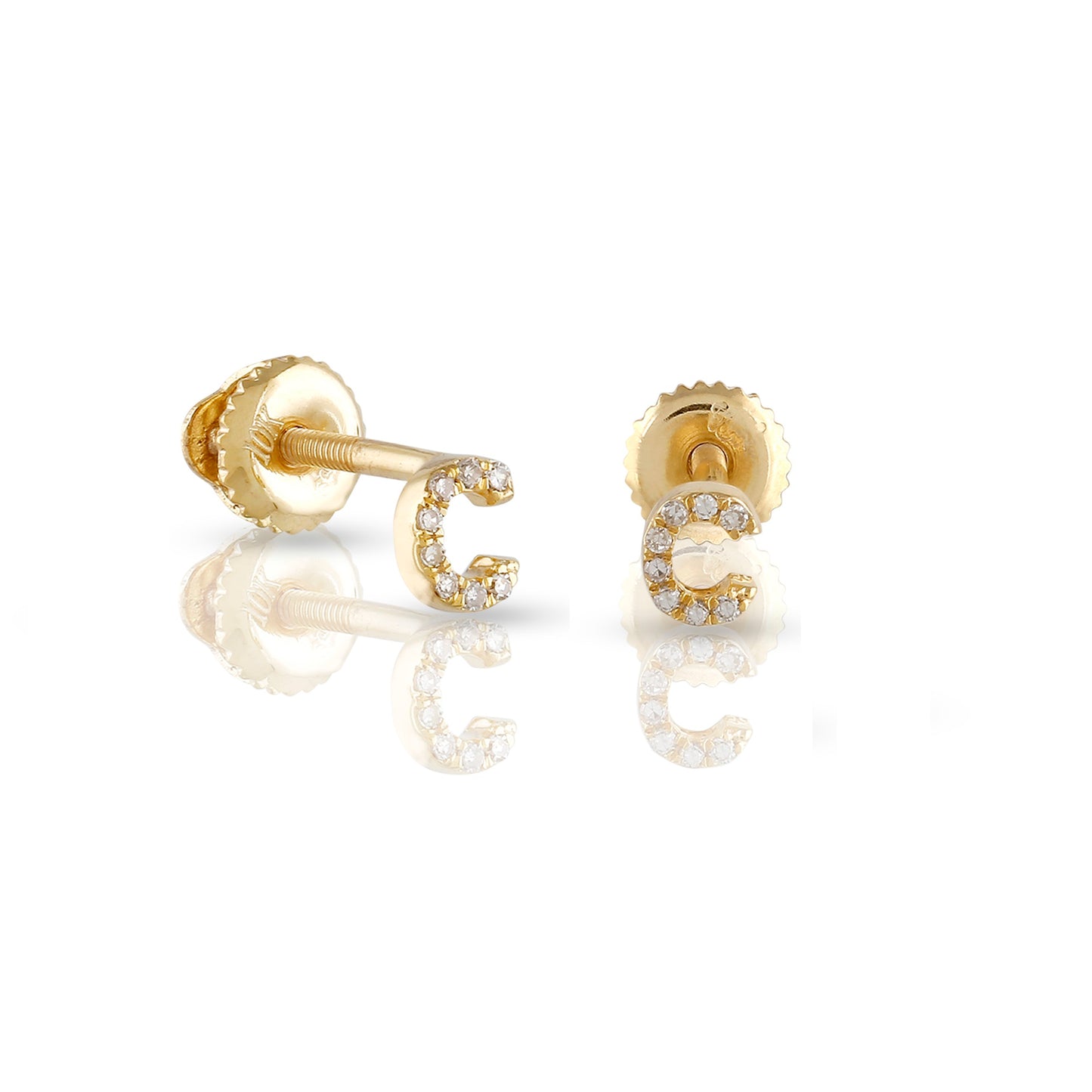 10kt Yellow Gold Initial Letter Earrings By Truth Jewel