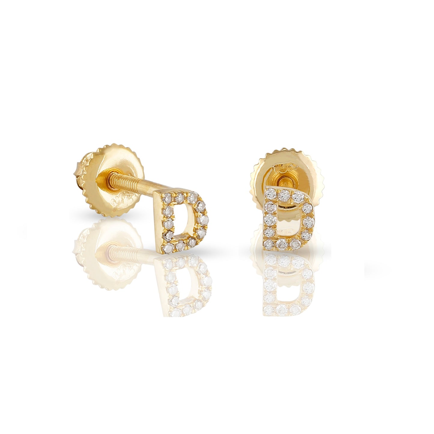 10kt Yellow Gold Initial Letter Earrings By Truth Jewel