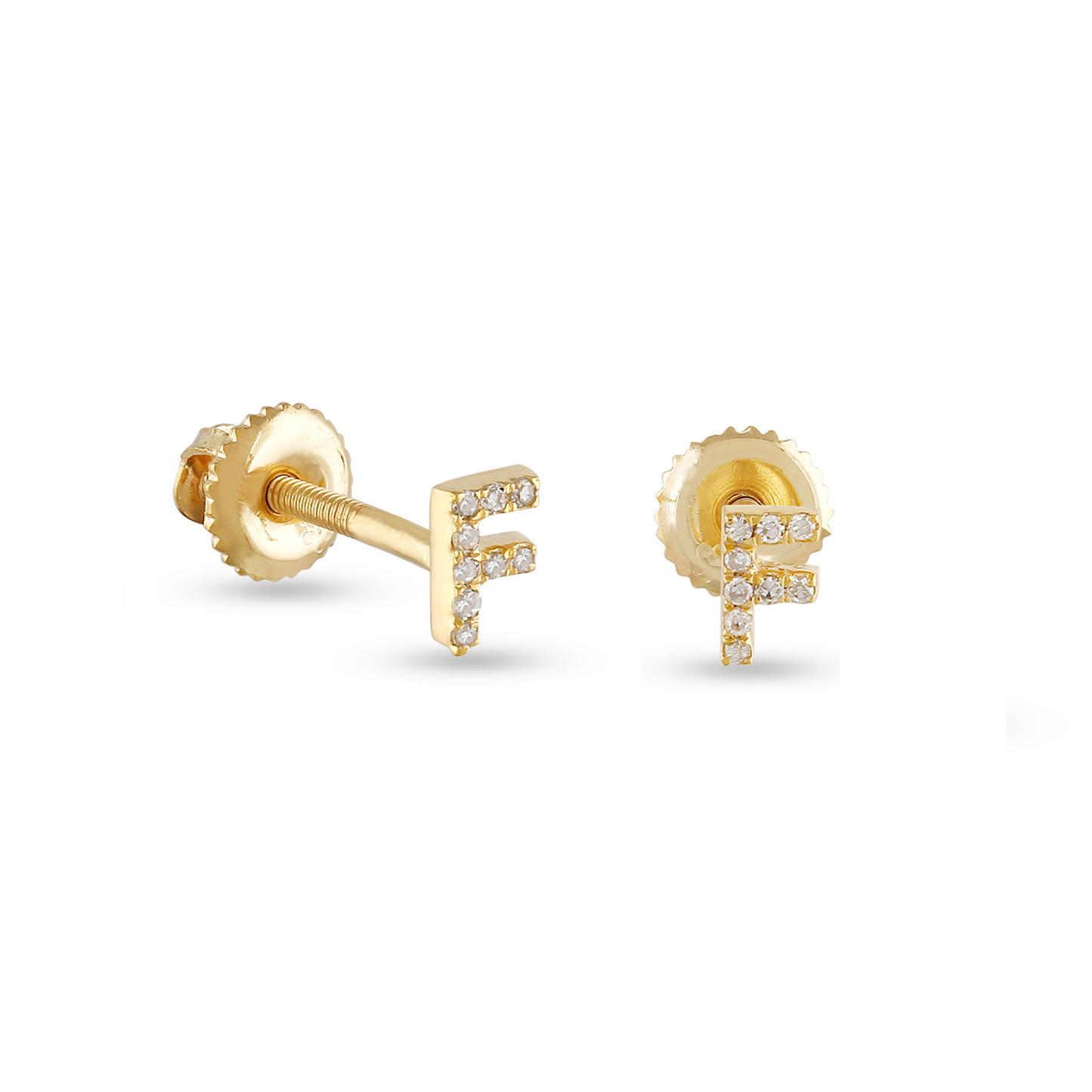 10kt Yellow Gold Initial Letter Earrings By Truth Jewel