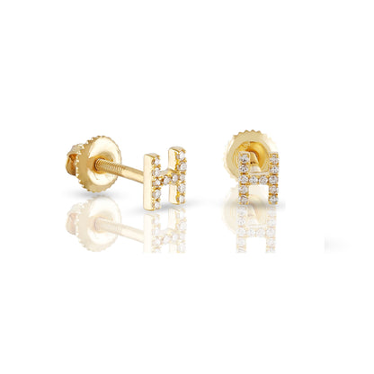 10kt Yellow Gold Initial Letter Earrings By Truth Jewel