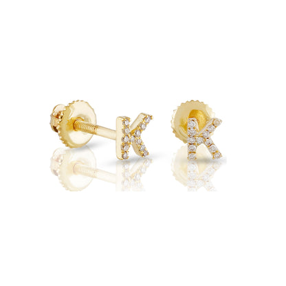 10kt Yellow Gold Initial Letter Earrings By Truth Jewel