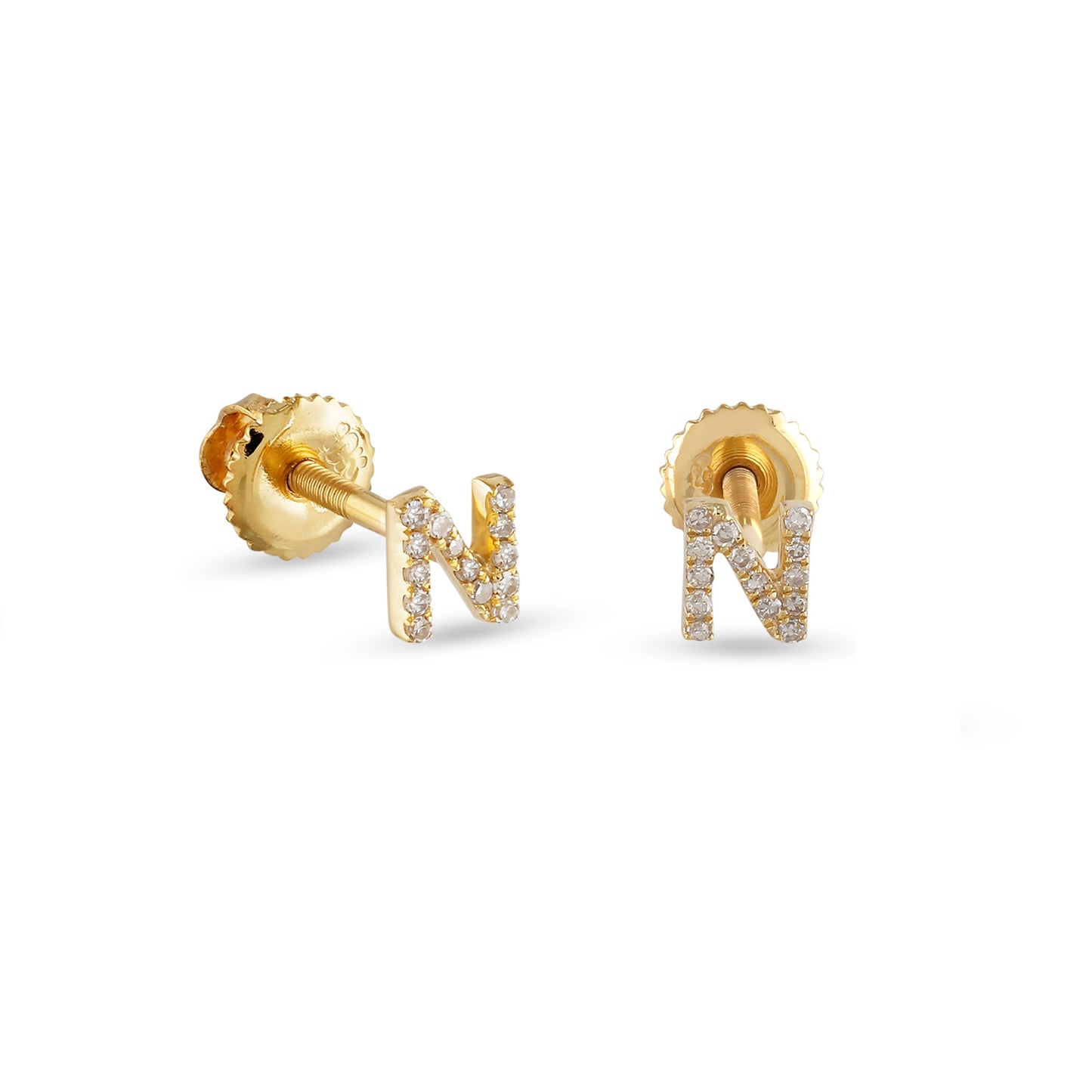 10kt Yellow Gold Initial Letter Earrings By Truth Jewel