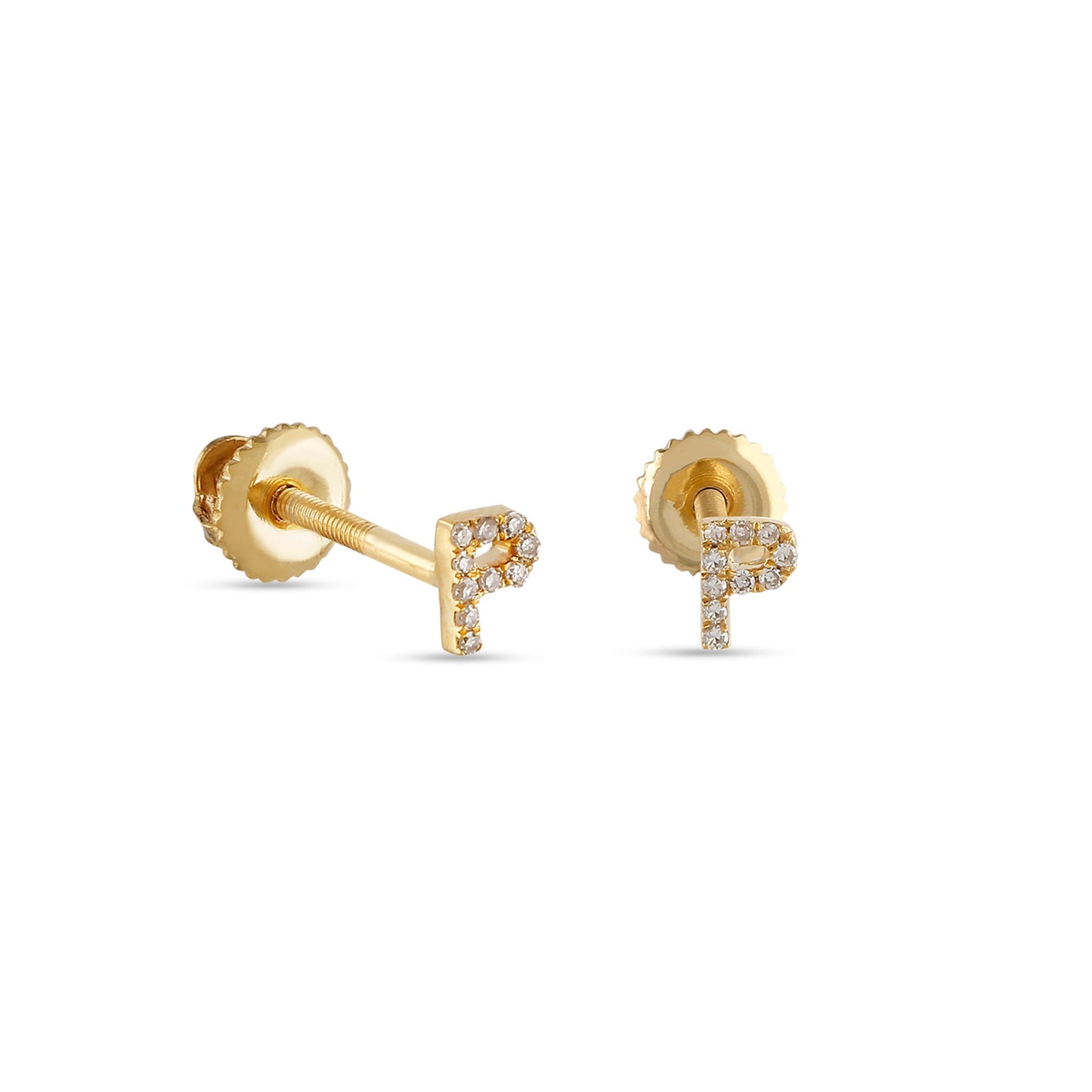 10kt Yellow Gold Initial Letter Earrings By Truth Jewel