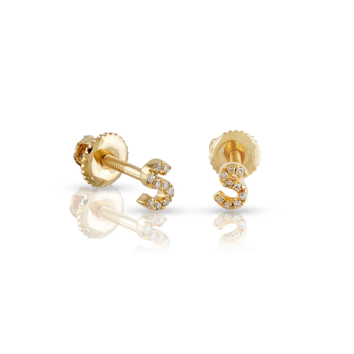 10kt Yellow Gold Initial Letter Earrings By Truth Jewel