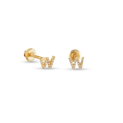 10kt Yellow Gold Initial Letter Earrings By Truth Jewel