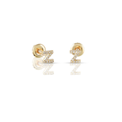 10kt Yellow Gold Initial Letter Earrings By Truth Jewel