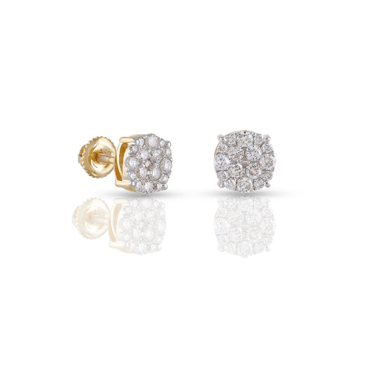 0.45ct Yellow Gold White Diamond Round Earrings by Truth Jewel