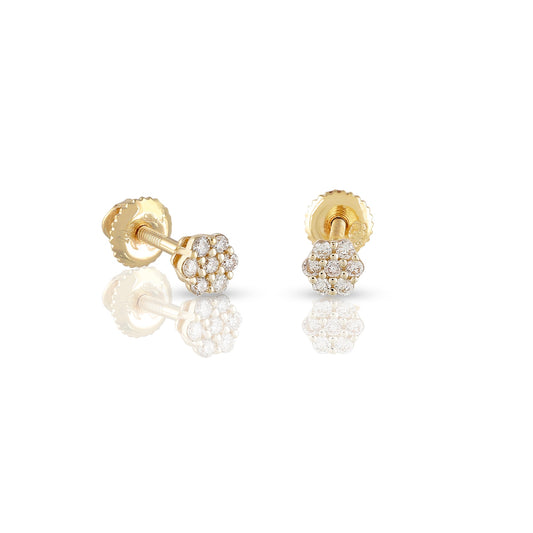 0.11ct Yellow Gold Flower Earring by Truth Jewel