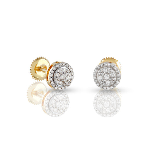 0.24ct Yellow Gold White Diamond Round Earrings by Truth Jewel